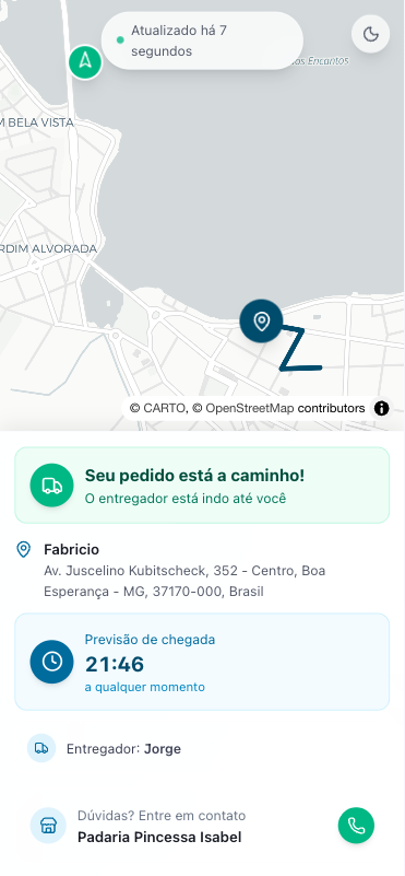 Cliente - pedido a caminho